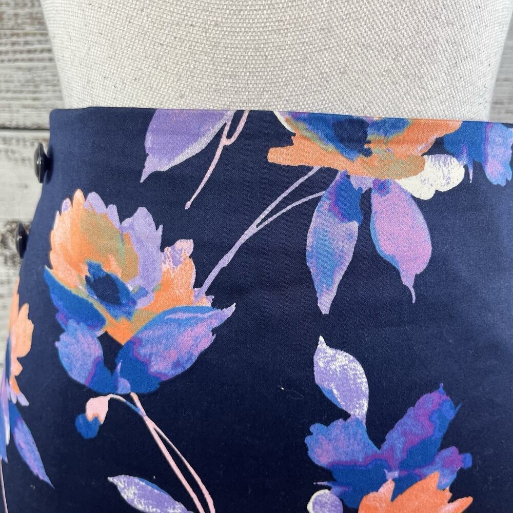 The Limited Skirt sz 12 Blue Coral Floral Straight Stretch Knee Tropical Career - Picture 3 of 9